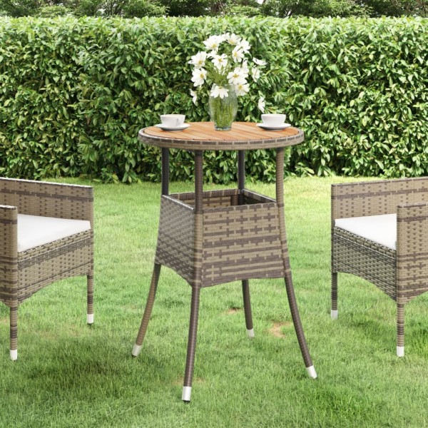 Mesa de jardín madera acacia y ratán sintético gris Ø60x75 cm Mesa de jardín madera acacia y ratán sintético gris Ø60x75 cm