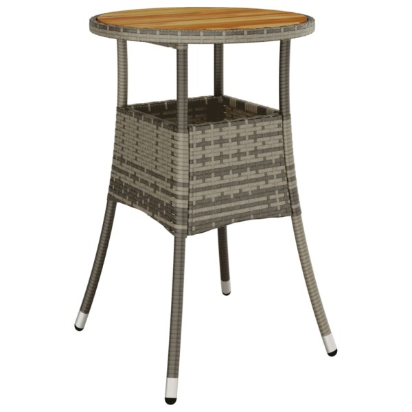 Mesa de jardín madera acacia y ratán sintético gris Ø60x75 cm Mesa de jardín madera acacia y ratán sintético gris Ø60x75 cm