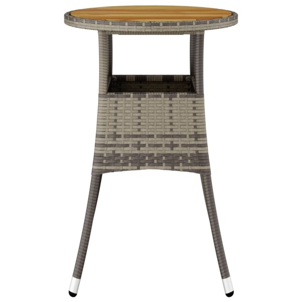 Mesa de jardín madera acacia y ratán sintético gris Ø60x75 cm Mesa de jardín madera acacia y ratán sintético gris Ø60x75 cm