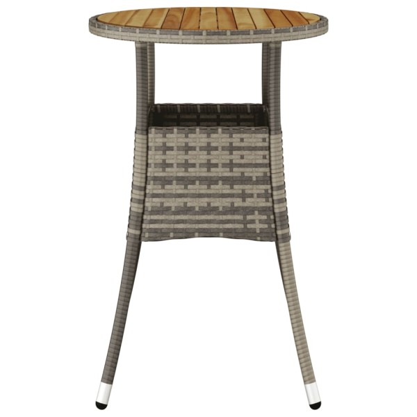 Mesa de jardín madera acacia y ratán sintético gris Ø60x75 cm Mesa de jardín madera acacia y ratán sintético gris Ø60x75 cm