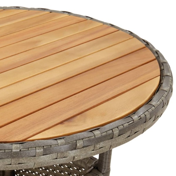 Mesa de jardín madera acacia y ratán sintético gris Ø60x75 cm Mesa de jardín madera acacia y ratán sintético gris Ø60x75 cm