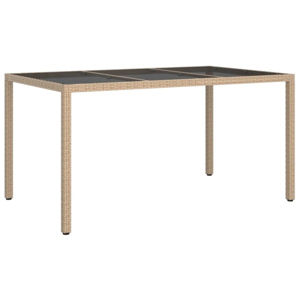 Mesa jardín vidrio templado ratán sintético 150x90x75 cm beige Mesa jardín vidrio templado ratán sintético 150x90x75 cm beige