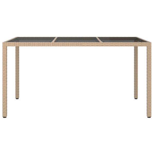 Mesa jardín vidrio templado ratán sintético 150x90x75 cm beige Mesa jardín vidrio templado ratán sintético 150x90x75 cm beige