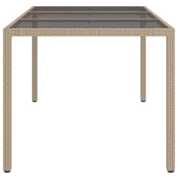 Mesa jardín vidrio templado ratán sintético 150x90x75 cm beige Mesa jardín vidrio templado ratán sintético 150x90x75 cm beige