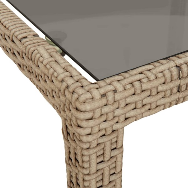 Mesa jardín vidrio templado ratán sintético 150x90x75 cm beige Mesa jardín vidrio templado ratán sintético 150x90x75 cm beige