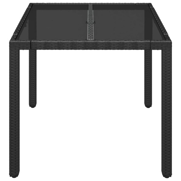 Mesa de jardín superficie de vidrio ratán PE negro 90x90x75 cm Mesa de jardín superficie de vidrio ratán PE negro 90x90x75 cm