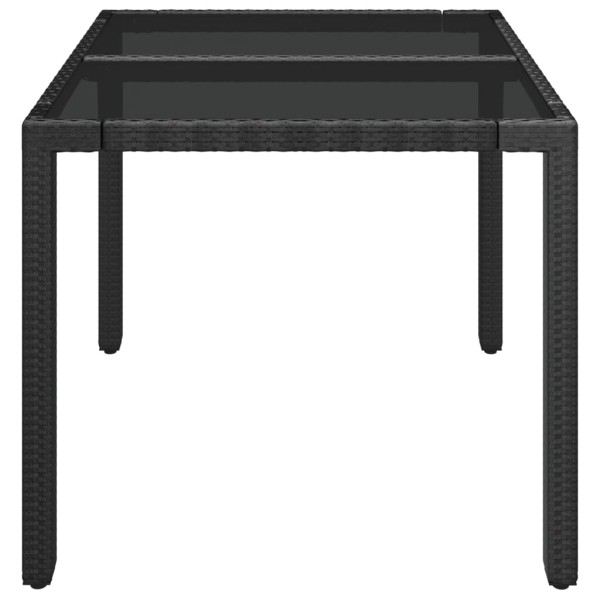 Mesa de jardín superficie de vidrio ratán PE negro 90x90x75 cm Mesa de jardín superficie de vidrio ratán PE negro 90x90x75 cm