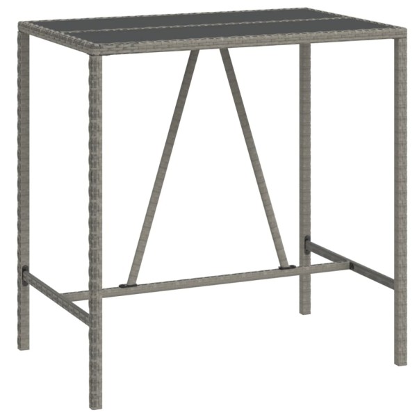 Mesa alta bar con superficie vidrio ratán PE gris 110x70x110 cm Mesa alta bar con superficie vidrio ratán PE gris 110x70x110 cm