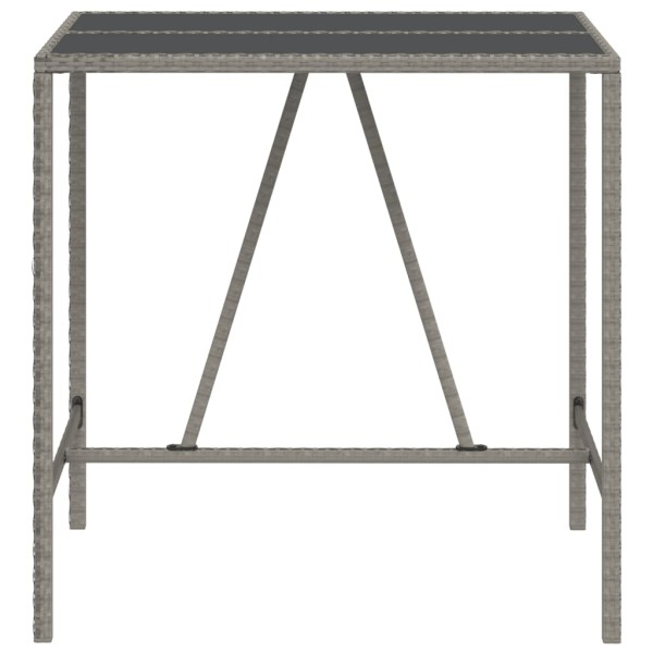 Mesa alta bar con superficie vidrio ratán PE gris 110x70x110 cm Mesa alta bar con superficie vidrio ratán PE gris 110x70x110 cm