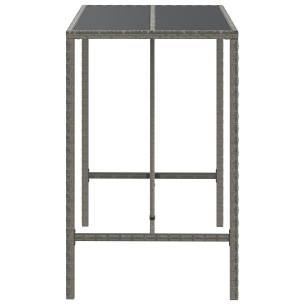 Mesa alta bar con superficie vidrio ratán PE gris 110x70x110 cm Mesa alta bar con superficie vidrio ratán PE gris 110x70x110 cm