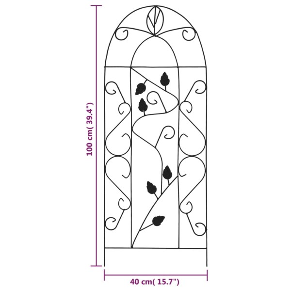 Soporte para plantas trepadoras 3 uds hierro negro 40x100 cm Soporte para plantas trepadoras 3 uds hierro negro 40x100 cm