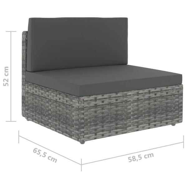 Juego muebles de jardín 9 pzas y cojines ratán sintético gris Juego muebles de jardín 9 pzas y cojines ratán sintético gris
