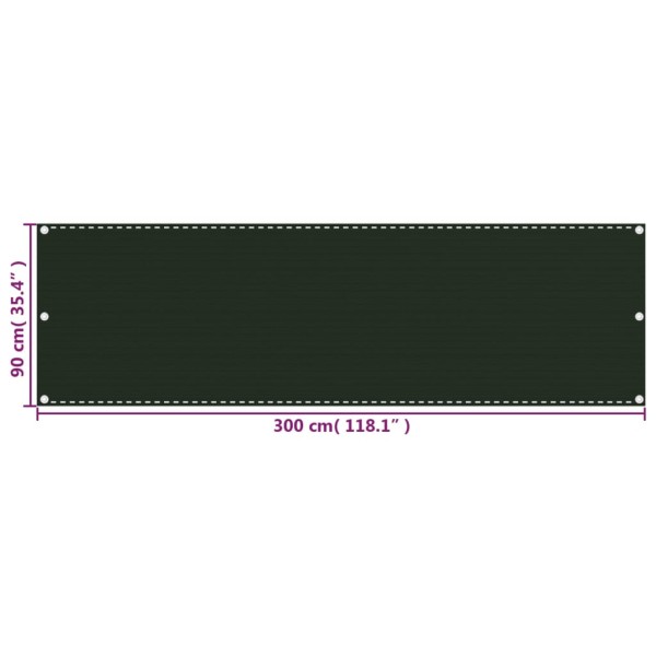 Toldo para balcón HDPE verde oscuro 90x300 cm Toldo para balcón HDPE verde oscuro 90x300 cm