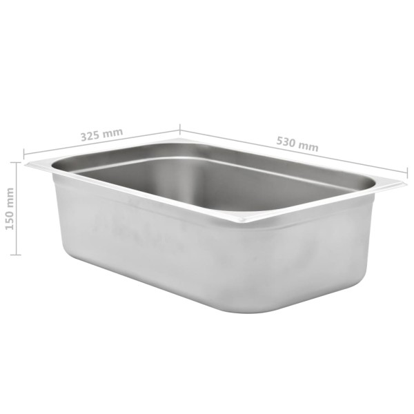 Bandejas Gastronorm 2 unidades GN 1/1 150 mm acero inoxidable Bandejas Gastronorm 2 unidades GN 1/1 150 mm acero inoxidable