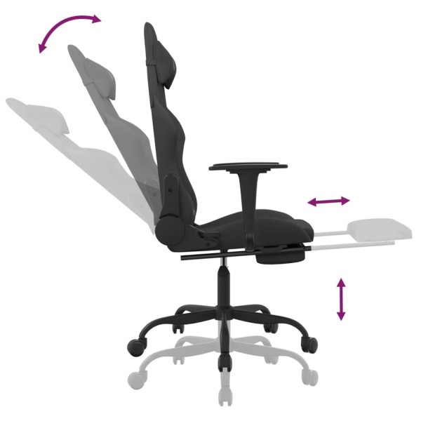 Silla gaming de masaje con reposapiés tela negro Silla gaming de masaje con reposapiés tela negro