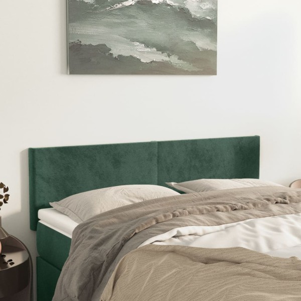 Cabeceros 2 unidades terciopelo verde oscuro 72x5x78/88 cm Cabeceros 2 unidades terciopelo verde oscuro 72x5x78/88 cm