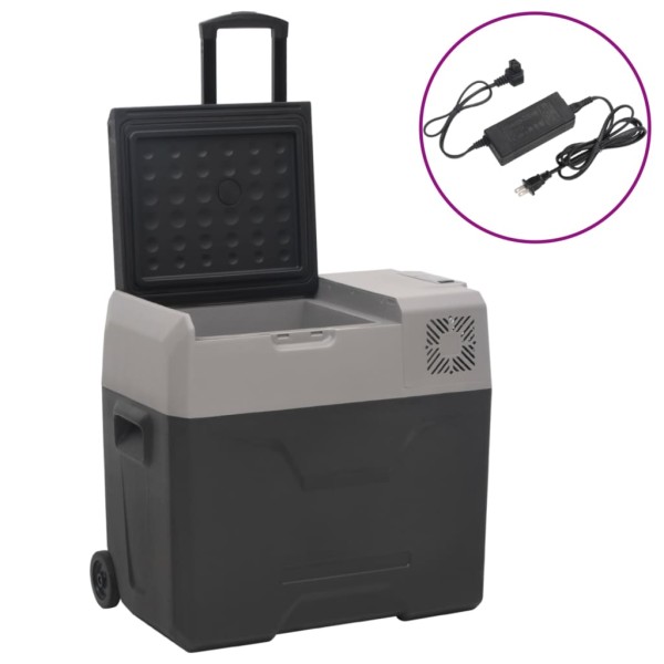 Nevera con ruedas y adaptador polipropileno negro y gris 50 L Nevera con ruedas y adaptador polipropileno negro y gris 50 L