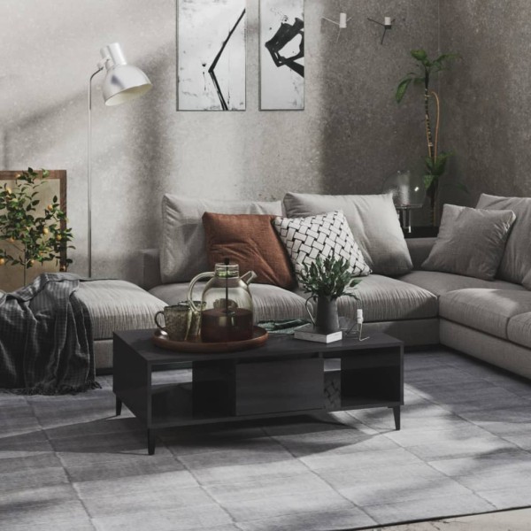 Mesa de centro madera contrachapada gris brillo 103,5x60x35 cm Mesa de centro madera contrachapada gris brillo 103,5x60x35 cm