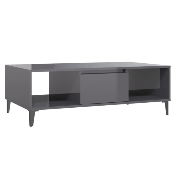 Mesa de centro madera contrachapada gris brillo 103,5x60x35 cm Mesa de centro madera contrachapada gris brillo 103,5x60x35 cm