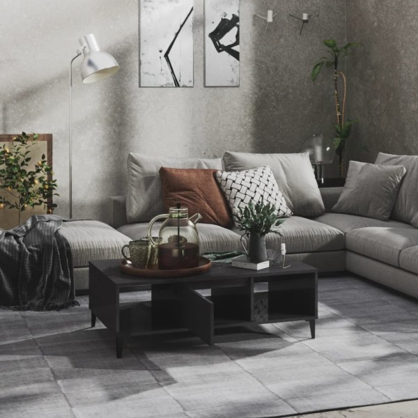 Mesa de centro madera contrachapada gris brillo 103,5x60x35 cm Mesa de centro madera contrachapada gris brillo 103,5x60x35 cm