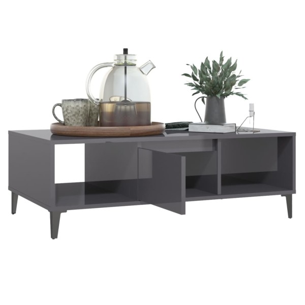 Mesa de centro madera contrachapada gris brillo 103,5x60x35 cm Mesa de centro madera contrachapada gris brillo 103,5x60x35 cm