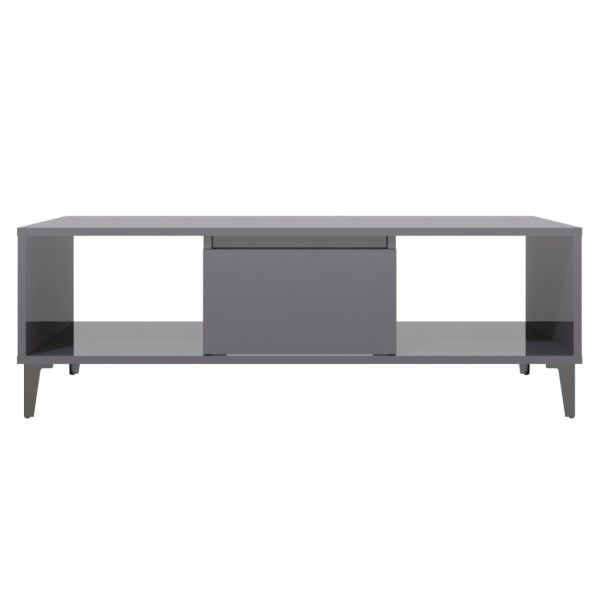 Mesa de centro madera contrachapada gris brillo 103,5x60x35 cm Mesa de centro madera contrachapada gris brillo 103,5x60x35 cm