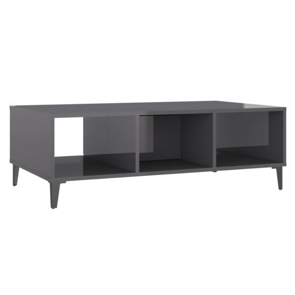 Mesa de centro madera contrachapada gris brillo 103,5x60x35 cm Mesa de centro madera contrachapada gris brillo 103,5x60x35 cm