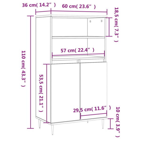 Aparador alto madera contrachapada roble ahumado 60x36x110 cm Aparador alto madera contrachapada roble ahumado 60x36x110 cm