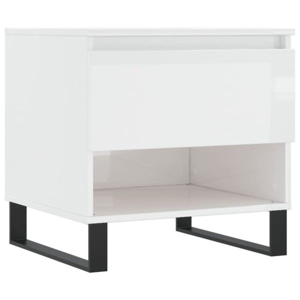 Mesa de centro madera de ingeniería blanco brillo 50x46x50 cm Mesa de centro madera de ingeniería blanco brillo 50x46x50 cm