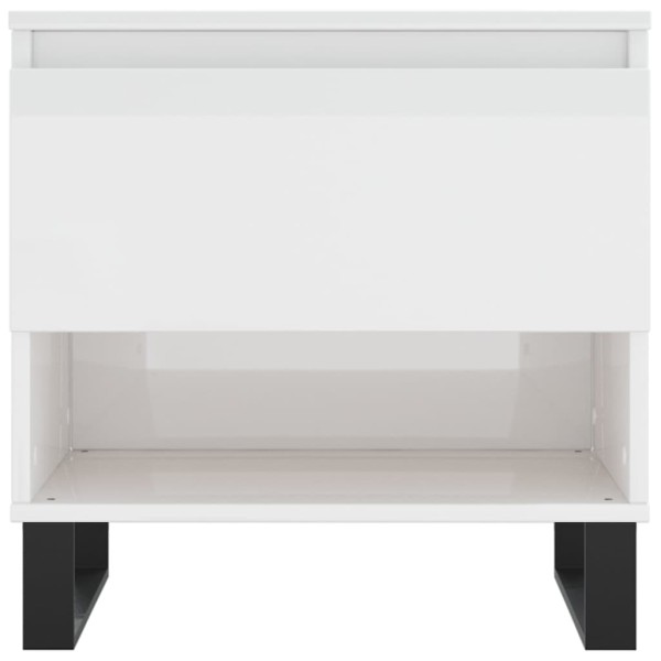 Mesa de centro madera de ingeniería blanco brillo 50x46x50 cm Mesa de centro madera de ingeniería blanco brillo 50x46x50 cm