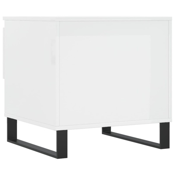 Mesa de centro madera de ingeniería blanco brillo 50x46x50 cm Mesa de centro madera de ingeniería blanco brillo 50x46x50 cm