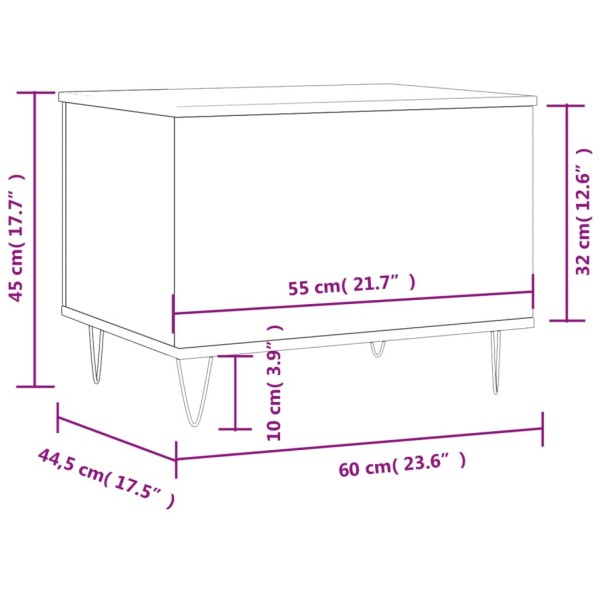 Mesa de centro madera contrachapada negro 60x44,5x45 cm Mesa de centro madera contrachapada negro 60x44,5x45 cm