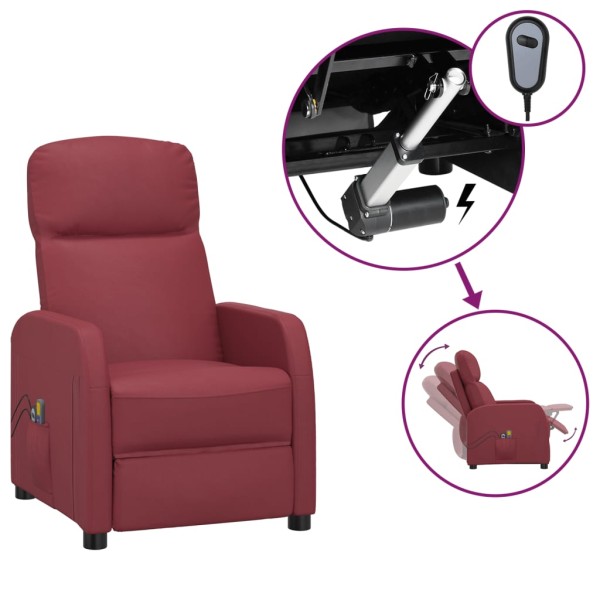 Sillón de masaje eléctrico cuero sintético rojo tinto Sillón de masaje eléctrico cuero sintético rojo tinto