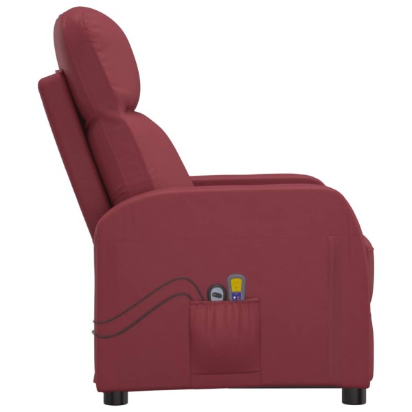 Sillón de masaje eléctrico cuero sintético rojo tinto Sillón de masaje eléctrico cuero sintético rojo tinto