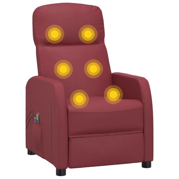 Sillón de masaje eléctrico cuero sintético rojo tinto Sillón de masaje eléctrico cuero sintético rojo tinto