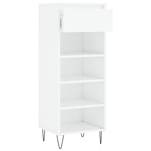 Mueble zapatero madera contrachapada blanco brillo 40x36x105 cm Mueble zapatero madera contrachapada blanco brillo 40x36x105 cm