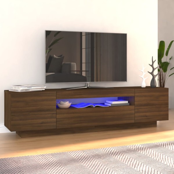 Mueble de TV con luces LED marrón roble 160x35x40 cm Mueble de TV con luces LED marrón roble 160x35x40 cm