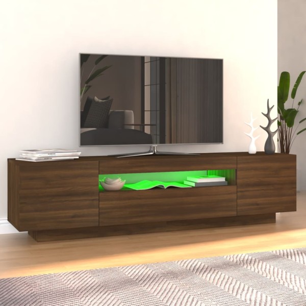 Mueble de TV con luces LED marrón roble 160x35x40 cm Mueble de TV con luces LED marrón roble 160x35x40 cm