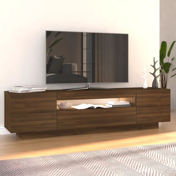 Mueble de TV con luces LED marrón roble 160x35x40 cm Mueble de TV con luces LED marrón roble 160x35x40 cm