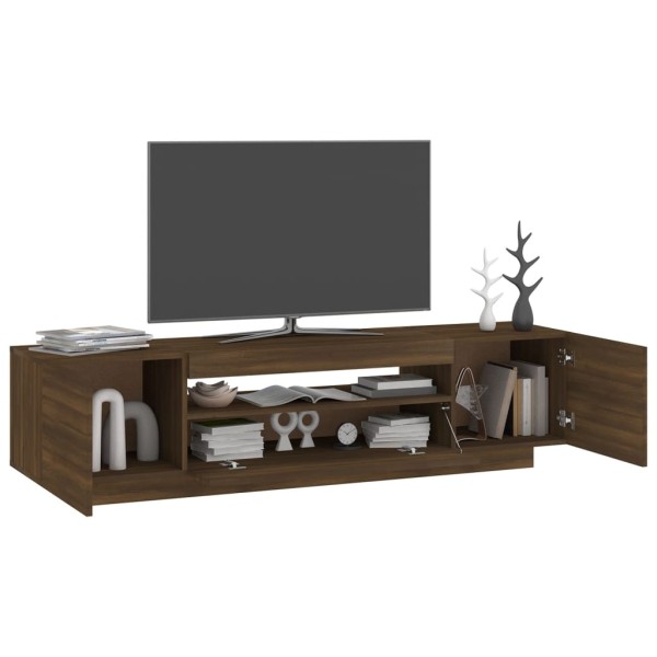 Mueble de TV con luces LED marrón roble 160x35x40 cm Mueble de TV con luces LED marrón roble 160x35x40 cm