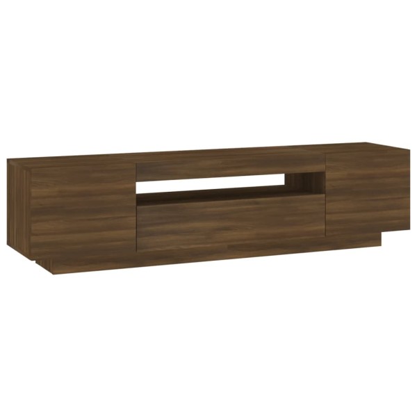 Mueble de TV con luces LED marrón roble 160x35x40 cm Mueble de TV con luces LED marrón roble 160x35x40 cm