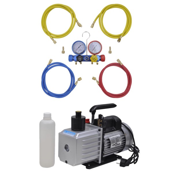 Bomba de vacío 100 L/min manómetros de 4 vías kit herramientas Bomba de vacío 100 L/min manómetros de 4 vías kit herramientas