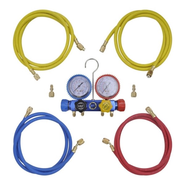 Bomba de vacío 100 L/min manómetros de 4 vías kit herramientas Bomba de vacío 100 L/min manómetros de 4 vías kit herramientas