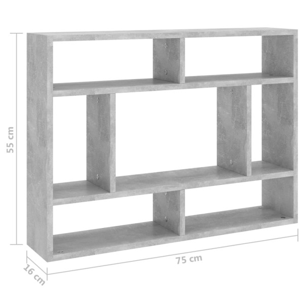 Estantería de pared contrachapada gris hormigón 75x16x55 cm Estantería de pared contrachapada gris hormigón 75x16x55 cm