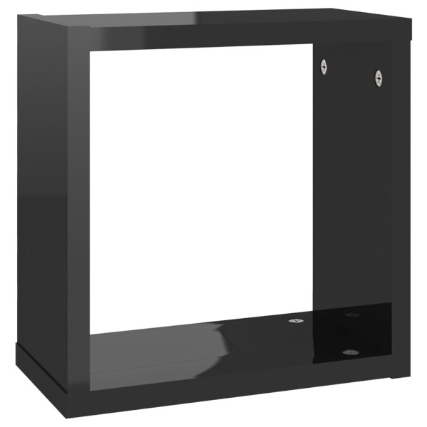 Estantes cubo de pared 4 unidades negro brillo 30x15x30 cm Estantes cubo de pared 4 unidades negro brillo 30x15x30 cm
