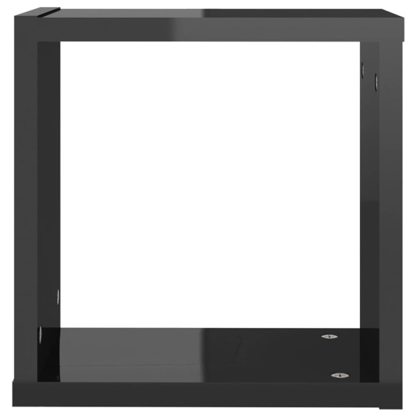 Estantes cubo de pared 4 unidades negro brillo 30x15x30 cm Estantes cubo de pared 4 unidades negro brillo 30x15x30 cm