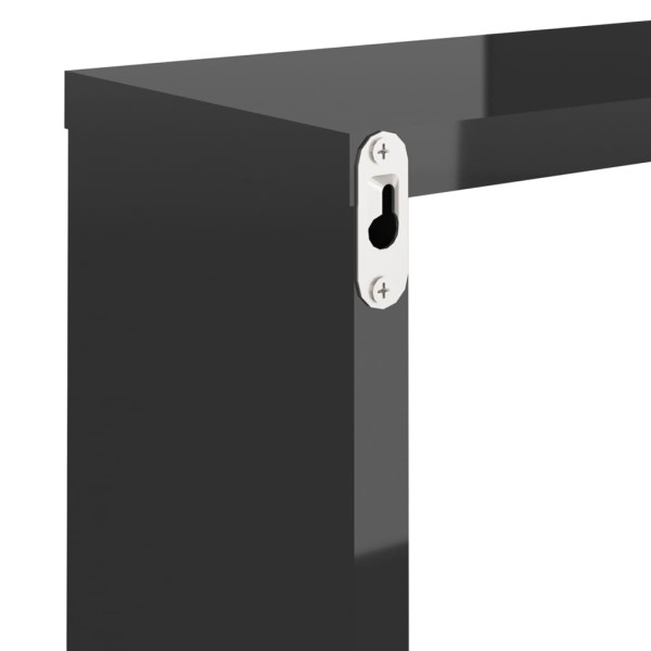Estantes cubo de pared 4 unidades negro brillo 30x15x30 cm Estantes cubo de pared 4 unidades negro brillo 30x15x30 cm