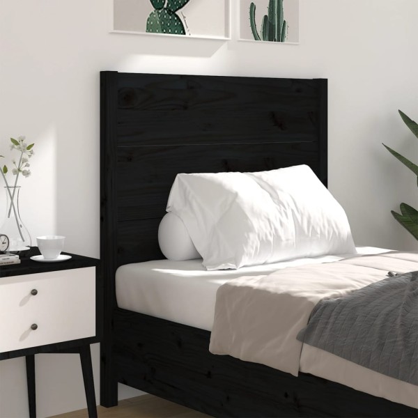 Cabecero madera maciza de pino negro 96x4x100 cm Cabecero madera maciza de pino negro 96x4x100 cm