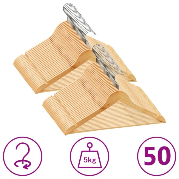 Juego de perchas para ropa 50 uds antideslizantes madera dura Juego de perchas para ropa 50 uds antideslizantes madera dura