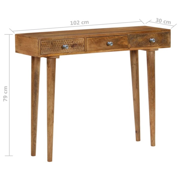 Mesa consola de madera maciza de mango 102x30x79 cm Mesa consola de madera maciza de mango 102x30x79 cm